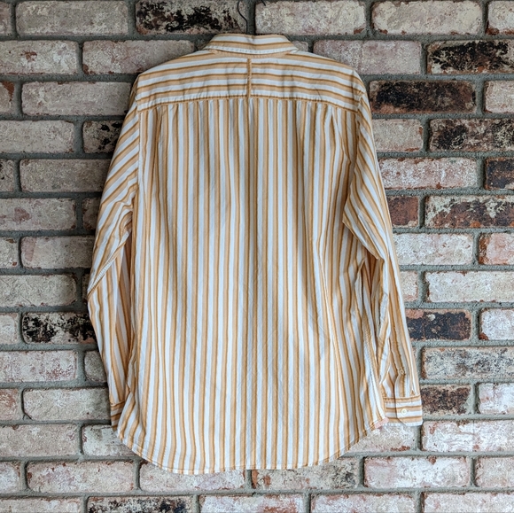 🍈 Banana Republic Classic Orange Striped Button Up Long-Sleeved Shirt L 16-16.5 - Picture 5 of 8